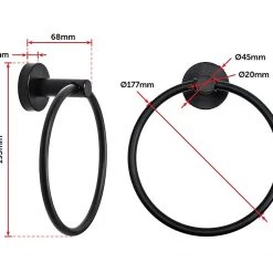 Della Francesca Classic Towel Bar Rail Ring Electroplated Matte Black Finish DIY & Renovation