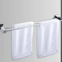 Della Francesca Double Classic Chrome Towel Bar Rail Bathroom DIY & Renovation