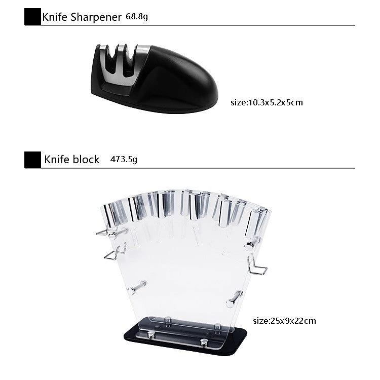 FactoryFast.com.au Kitchen 17 Pc Knife Set W/ Block & Sharpener Chef Bread Steak Knives