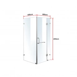 100 X 100cm Frameless 10mm Glass Shower Screen By Della Francesca CHROME Hinges/Brackets And ROUND Handle DIY & Renovation