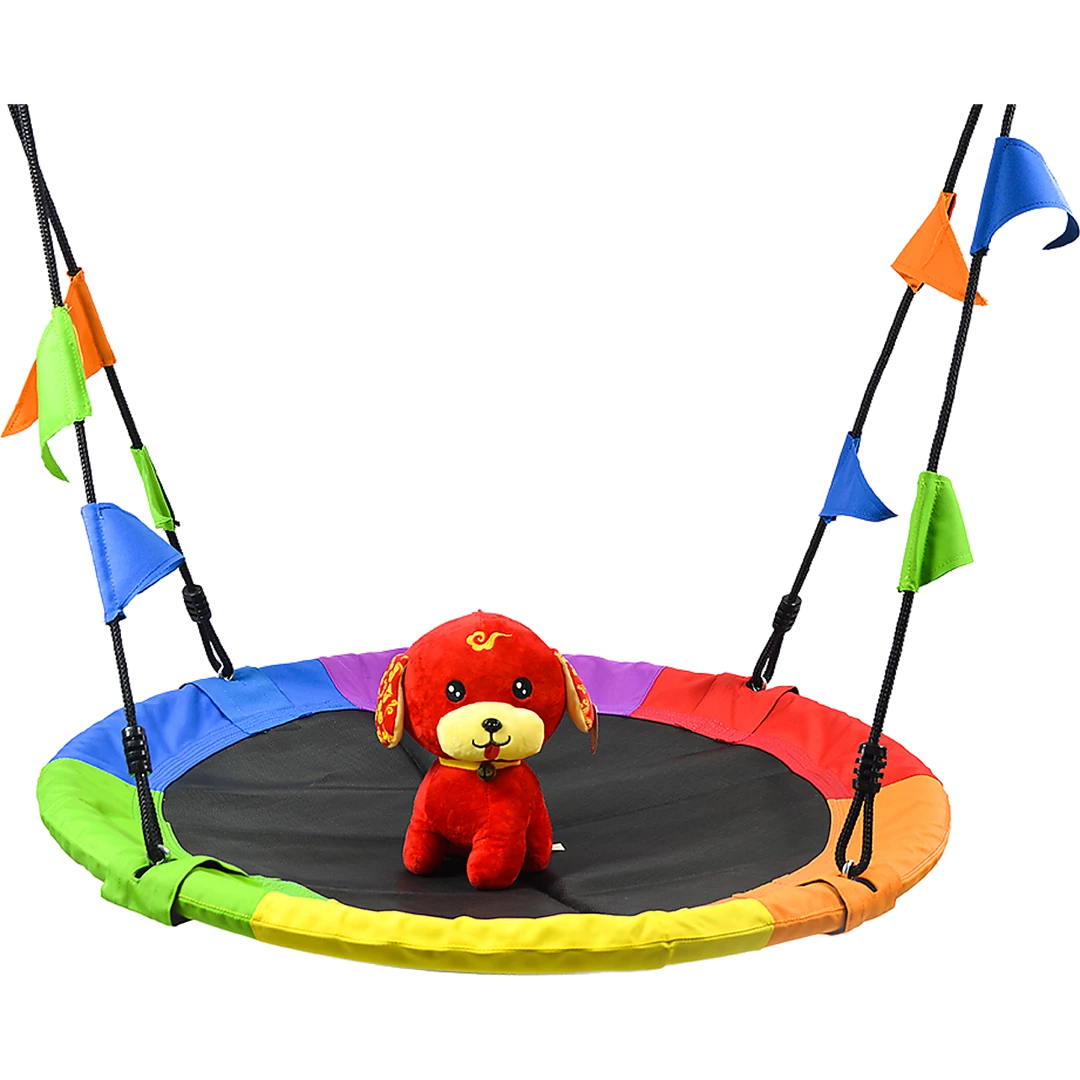 FactoryFast.com.au Games & Hobbies 1m Tree Swing In Multi-Color Rainbow Kids Indoor/Outdoor Round Mat Saucer Swing