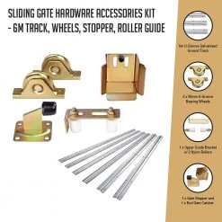 Randy & Travis Machinery Sliding Gate Hardware Accessories Kit - 6m Track, Wheels, Stopper, Roller Guide DIY & Renovation