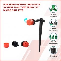 Randy & Travis Machinery 50M Hose Garden Irrigation System Plant Watering DIY Micro Drip Kits
