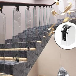 Della Francesca Chrome Bracket For Glass Balustrade Panels - Set Of 2 DIY & Renovation