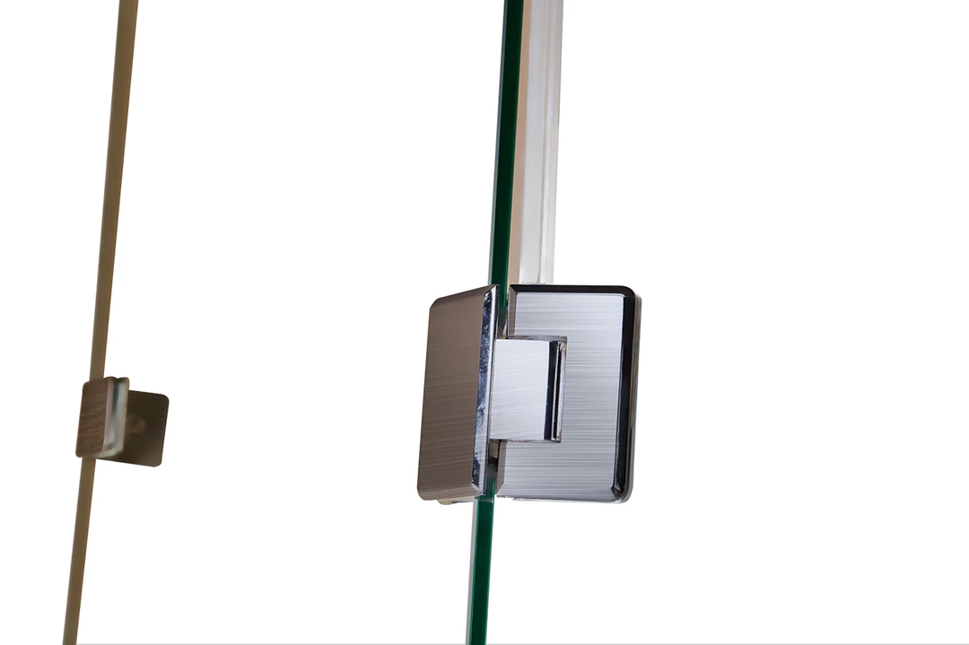 120 X 90cm Frameless 10mm Glass Shower Screen By Della Francesca Nickel Hinges/Brackets And Round Handle