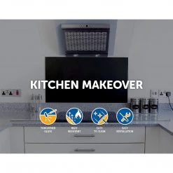 Della Francesca DIY & Renovation Toughened 90 X 75cm Black Glass Kitchen Splashback