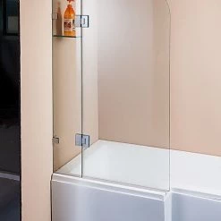 90 X 145cm Frameless Glass Bath Screen By Della Francesca Nickel Finish