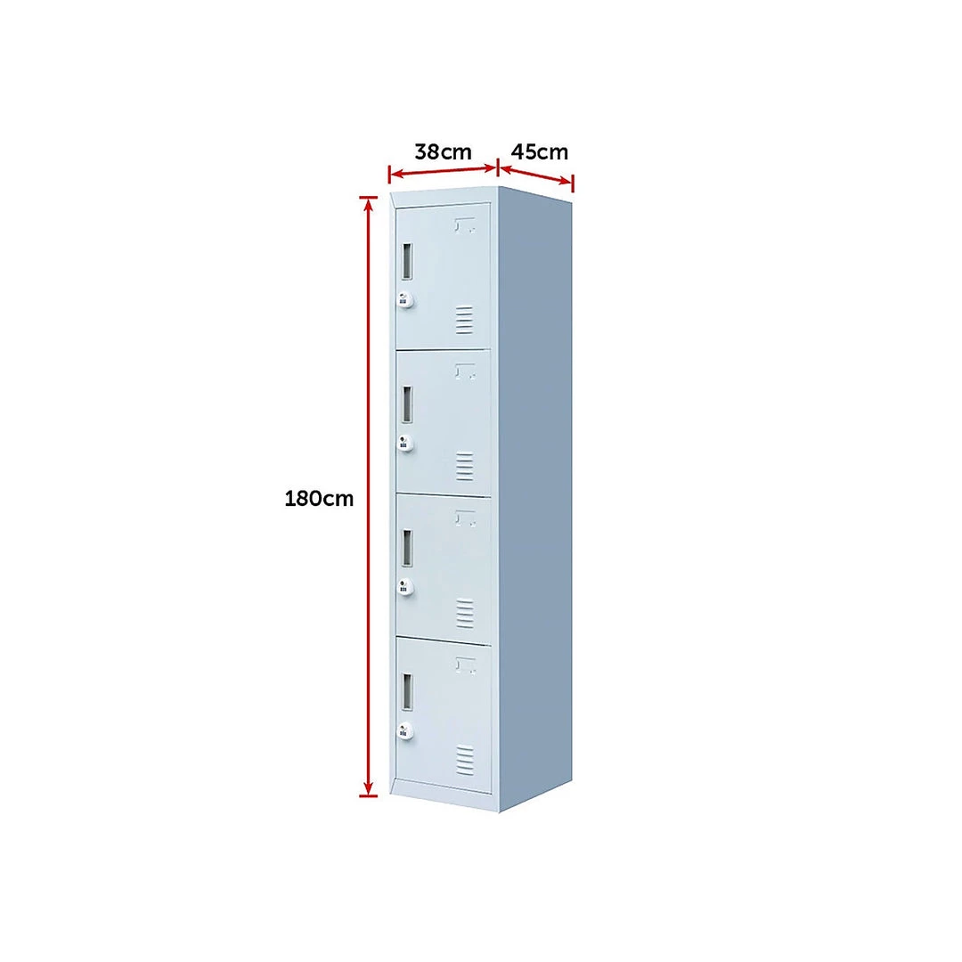Salvatore Angelotti Grey 4-Door Locker For Office Gym Shed School Home Storage - 3-Digit Combination Lock