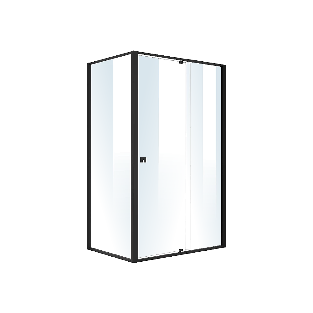 Della Francesca DIY & Renovation Front: (114~122) X 195cm Adjustable Semi Frameless Shower Screen In Black Side: (77~80) X 195cm