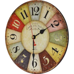 Randy & Travis Machinery Home & Lifestyle Large Colourful Wall Clock Kitchen Office Retro Timepiece