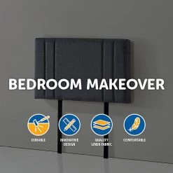 Palermo Furniture Grey Linen Fabric Single Deluxe Headboard Bedhead