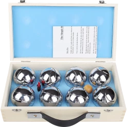Randy & Travis Machinery Deluxe Boules Bocce 8 Alloy Ball Set With Wooden Case