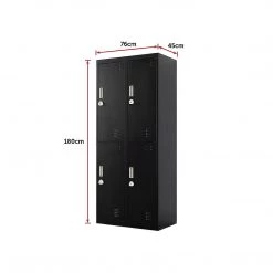 Salvatore Angelotti Black Four-Door Office Gym Shed Storage Locker- 3-Digit Combination Lock