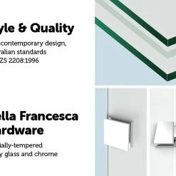 90 X 145cm Frameless Glass Bath Screen By Della Francesca Chrome DIY & Renovation