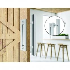 Randy & Travis Machinery DIY & Renovation 12" Square Pull And Flush Door Handle Set Stainless Steel Barn Door Hardware