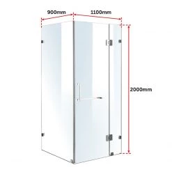 110 X 90cm Frameless 10mm Glass Shower Screen By Della Francesca CHROME Hinges/Brackets And SQUARE Handle DIY & Renovation