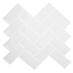 Randy & Travis Machinery Tiles 3D Peel And Stick Wall Tile Herringbone White ({{Size}} X 10 Sheets)