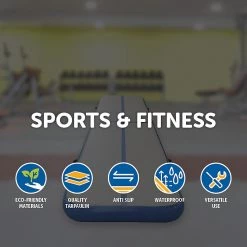 Randy & Travis Machinery 4m Inflatable Air Track Gym Tumbling Mat With Pump Sports & Fitness