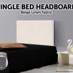 Palermo Furniture Single Beige Linen Fabric Bed Headboard Bedhead