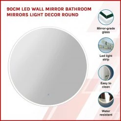 Della Francesca 90cm LED Wall Mirror Bathroom Mirrors Light Decor Round Home & Lifestyle