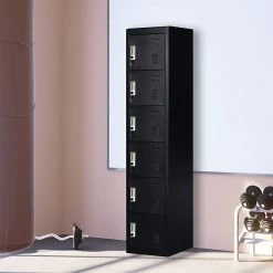 Salvatore Angelotti Furniture Six-Door Office Gym Shed Storage Lockers - Black