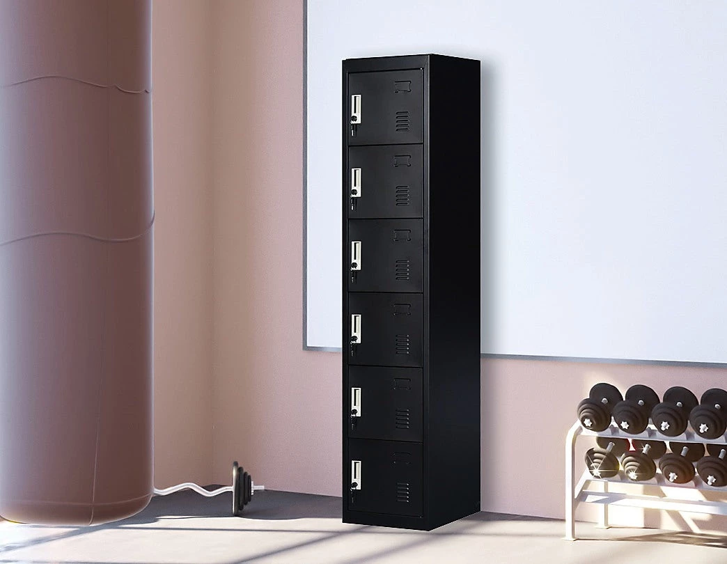 Salvatore Angelotti Furniture Six-Door Office Gym Shed Storage Lockers - Black