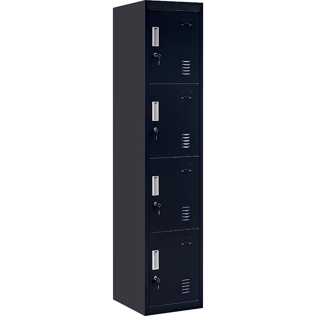 Salvatore Angelotti Furniture Black 4-Door Locker For Office Gym Shed School Home Storage - Standard Lock With 2 Keys
