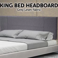Palermo King Grey Linen Fabric Bed Headboard Bedhead Furniture