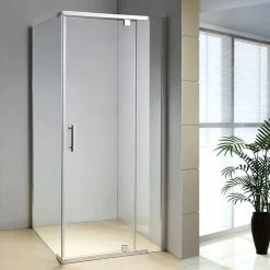 Della Francesca 900 X 900 X 1900mm Framed Safety Glass Pivot Door Shower Screen In CHROME