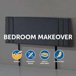 Palermo Furniture Grey Linen Fabric Queen Deluxe Headboard Bedhead