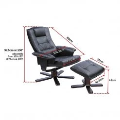 Palermo PU Leather Massage Chair Recliner Ottoman Lounge Remote - Black