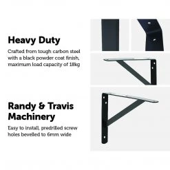 Randy & Travis Machinery Furniture Heavy Duty Shelf Bracket, 20cm X 16cm 10-Pack