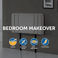 Palermo Furniture Beige Linen Fabric Single Deluxe Headboard Bedhead