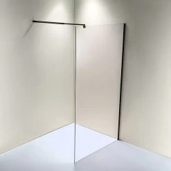 Della Francesca 110 X 210cm Frameless 10mm Safety Glass Shower Screen In Square Black