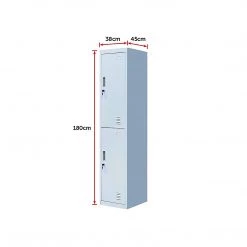 Salvatore Angelotti Furniture Grey 2-Door Locker For Office Gym Shed School Home Storage - Standard Lock With 2 Keys