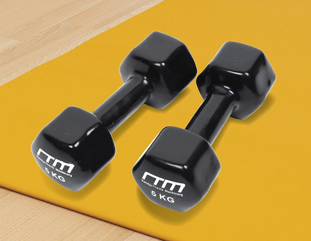 Randy & Travis Machinery 5kg Dumbbells Pair PVC Hand Weights PVC Coated