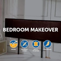 Palermo Furniture King Brown PU Leather Bed Headboard Bedhead