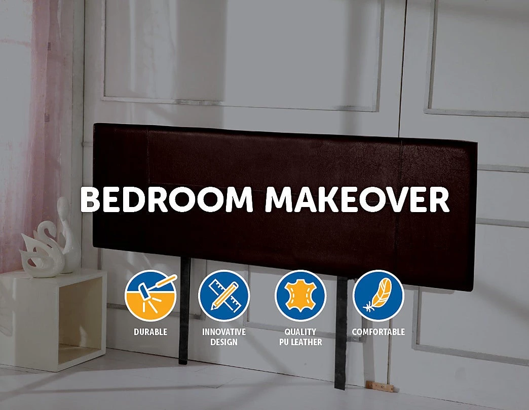 Palermo Furniture King Brown PU Leather Bed Headboard Bedhead