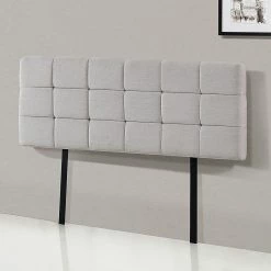 Palermo Beige Linen Fabric Queen Deluxe Tufted Headboard Bedhead Furniture