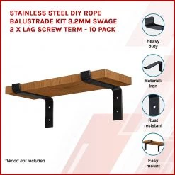 Randy & Travis Machinery Floating Wall Shelf Brackets Heavy Duty Rustic Industrial 4-Pack Furniture