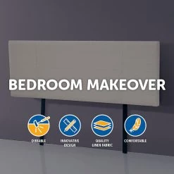 Palermo Furniture Double Beige Linen Fabric Bed Headboard Bedhead