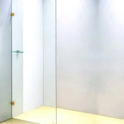 Della Francesca DIY & Renovation 80 X 210cm Frameless 10mm Safety Glass Shower Screen Gold Finish