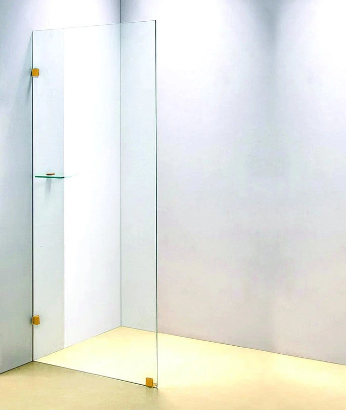 Della Francesca DIY & Renovation 80 X 210cm Frameless 10mm Safety Glass Shower Screen Gold Finish