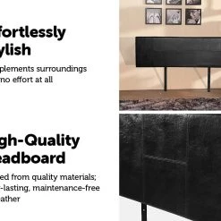 Palermo Furniture King Black PU Leather Bed Headboard Bedhead