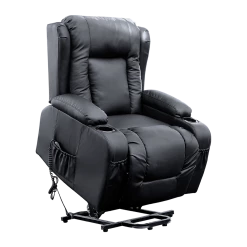Palermo Recliner Chair Electric Massage Chair Lift Heated Leather Lounge Sofa Black Furniture