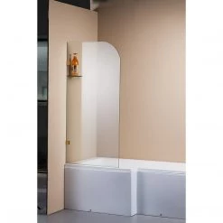 70 X 145cm Frameless Glass Bath Screen By Della Francesca Gold Finish