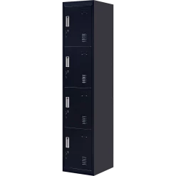 Salvatore Angelotti Furniture Black 4-Door Locker For Office Gym Shed School Home Storage - Standard Lock With 2 Keys