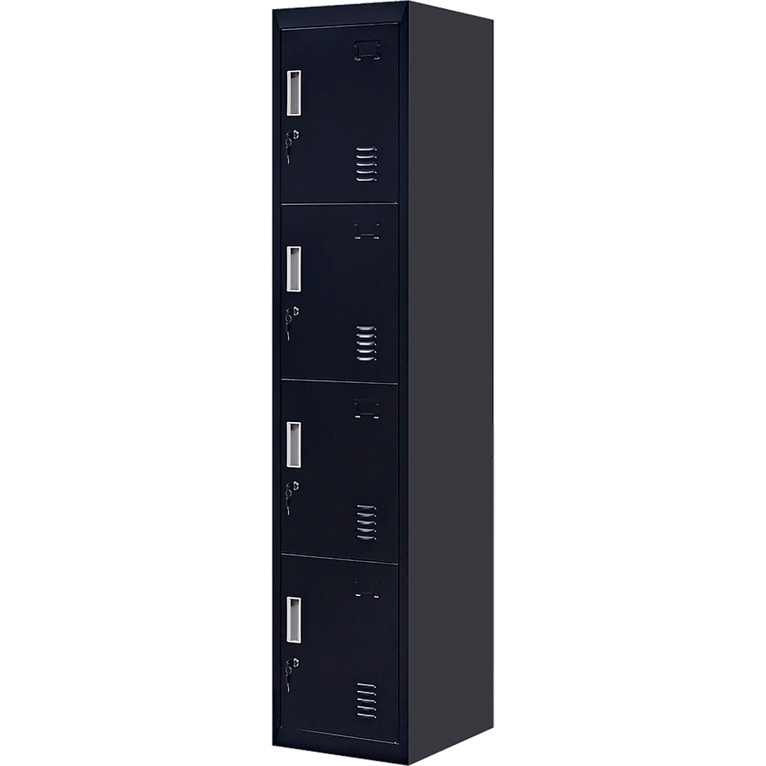 Salvatore Angelotti Furniture Black 4-Door Locker For Office Gym Shed School Home Storage - Standard Lock With 2 Keys