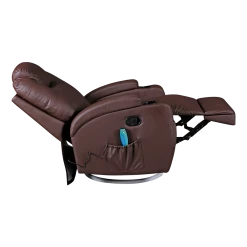 Palermo Brown Massage Sofa Chair Recliner 360 Degree Swivel PU Leather Lounge 8 Point Heated