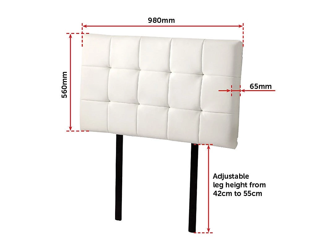 Palermo Single PU Leather Bed Deluxe Headboard Bedhead - White